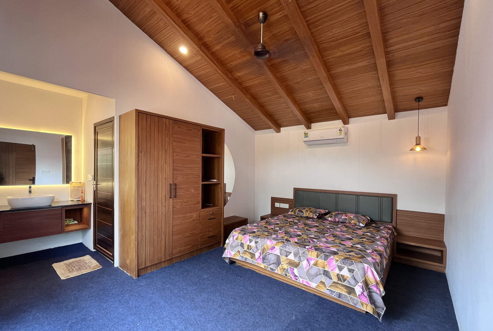 Spacious and well-lit homestay bedroom